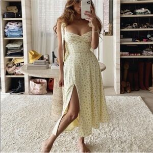 House of CB Yellow Floral Midi Dress